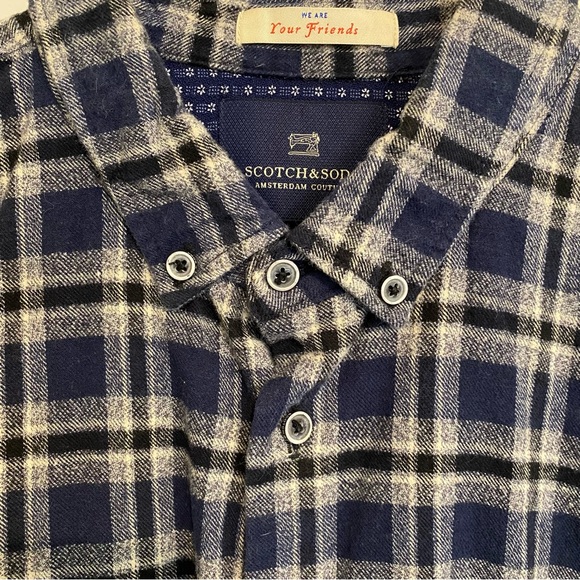 SCOTCH & SODA Button Down, Men’s Large, Blue Plaid Pattern, Great Condition! - Picture 13 of 13